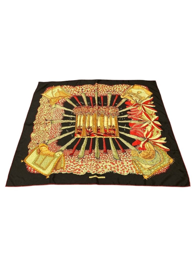 Hermes Carre 90 Ombres Et Lumieres Light And Shadow Silk Scarf Black